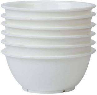 Kanha Plastic Serving Bowl Microwave Safe & Unbreakable Bowl  Set of 6 (White )