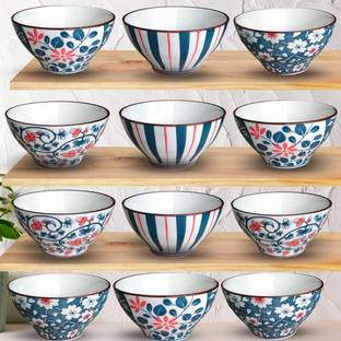 Cathiya sales Porcelain Mixing Bowl Set of 12 Porcelain Bowls For Kitchen Cereal Salad Pasta Soup Dessert Serving