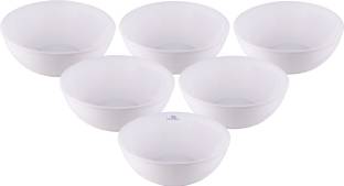 Heart Home Plastic Serving Bowl Plastic Dishwasher Safe Round Bowls|Katori for Kitchen|250 ML|Pack of 6|White
