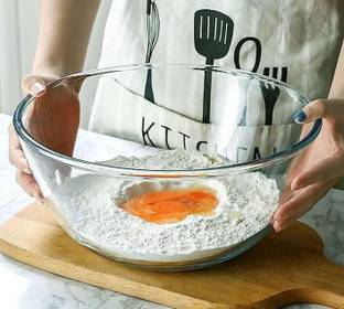 DHANSAL Glass Salad Bowl 2300ML Borosilicate Microwave Safe Glass Mixing Bowl