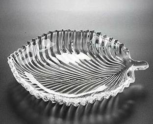 Miral Enterprises Beautiful Leaf Shape Glass Tray for Serving | Useful for Diwali Home Decoration Dinner Plate