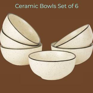 FREAKWAY Ceramic Serving Bowl Serving Bowls Set India Ceramic Dotted Dessert Hancrafted Bowl