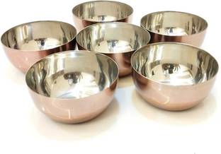 STEEPLE Stainless Steel, Steel Serving Bowl Steel Bowl Set (Pack of 6) - 250ml Each Ideal for Serving, Prepping, and Storage Disposable