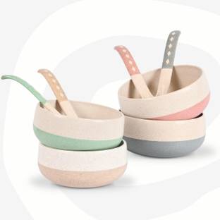 Eha Biocomposite Soup Bowl with Spoons | Made with Rice Husk | Microwave Safe Serving Bowls For Kitchen