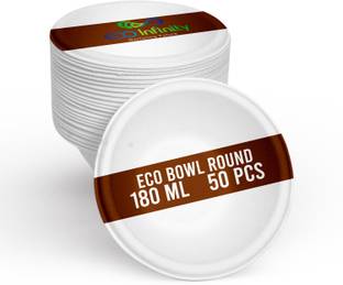 Eco Infinity Nurturing Future Sugarcane Bagasse Serving Bowl Eco-Friendly Biodegradable Disposable Bowls for Serving Snacks & Foods - 180ml Disposable