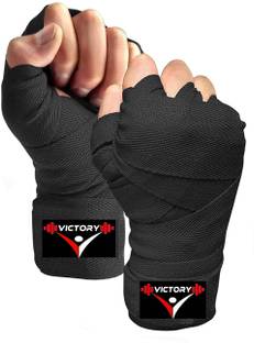 VICTORY India Professional weight Lifting / Stretchable cotton (1 Pair) Black Boxing Hand Wrap