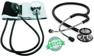 RnB Doctor Sphygmomanometer Dial Type Manual Upper Arm Blood Pressure Monitor with Acoustic Professonial Black Stethoscope Bp Monitor