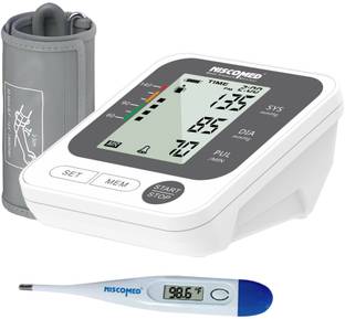 NISCOMED Digital Blood pressure monitor large LCD display with Digital Thermometer PW-215 Fully Automatic Digital Blood pressure Monitor Bp Monitor