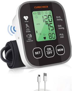 curecheck Digital Fully Automatic Upper Arm Blood Pressure Machine For Home Use with Voice Announcement Function | Large Display + Cuff Kit Bp Monitor