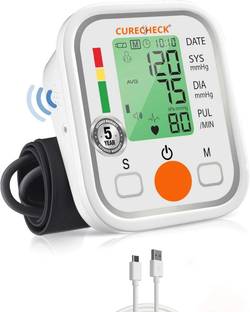 curecheck Digital Fully Automatic Upper Arm Blood Pressure Monitor For Home Use with Voice Announcement & Rechargeable feature Bp Monitor