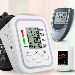 Balson Fully Automatic BP Monitor with Talking Intelligence Technology, Glucometer for testing Blood sugar levels, Pulse Oximeter with Oxygen Saturation Monitor I Bp Monitor