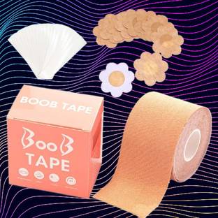 BZILO BooB Tape with 10 Nipple Pasties Fashion Tape Multipurpose Tape Women K96 Cotton Peel and Stick Bra Petals