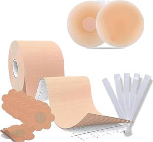 SHIGOSHREE Boob Tape,10 Nipple Pasties,36 Strips Double SIDE Tape& Reusable,2Nipple Cover Silicone, Spandex, Cotton Peel and Stick Bra Pads