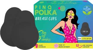 PINQ POLKA Premium Reusable Breast Lift Cup Black for breast push up/lift A-B Cup Size-2pcs Silicone Cup Bra Petals