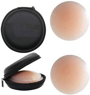 A4S Women's & Girls Reusable Premium Nipple Cover with Storage (Beige Pack of 1 ) Silicone Peel and Stick Bra Petals