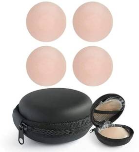 A4S Women's & Girls Reusable Premium Nipple Cover with Storage (Beige Pack of 2 ) Silicone Peel and Stick Bra Petals