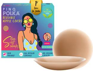 PINQ POLKA Reusable Silicon Nipple Cover For Women |Caramel Seamless Pasties Medical Grade Silicone Peel and Stick Bra Petals
