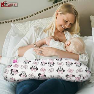 Get IT Premium 100% Cotton Soft Removable cover With Zip, Buckles Adj Micky Print Breastfeeding Pillow