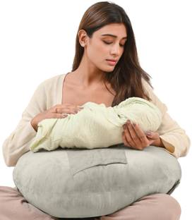 Cherilo Multipurpose 5 in 1 Feeding Pillow with Adjustable Strap & Bottle Holder, Cream, Breastfeeding Pillow
