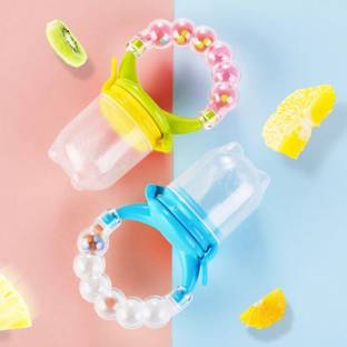JAMBH BPA-Free Silicone Food Nibbler for Fruit and Veggie with Rattle Handle Pack of 2 Breast Nipple Shield