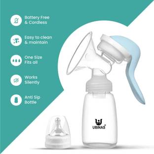Ubinas Manual Breast Pump | Easy Silicone Massage Cushion with One Year Warranty  - Manual