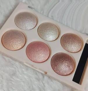 Emijun 6 in 1 Baked Highlighter palatte, Sheer Shimmering Pearl Palette