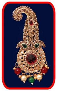 sharneshwar Gold plated Kundan Stone and Pearl Safa Kalangi/kalgi Brooch for Dulha/Groom Brooch
