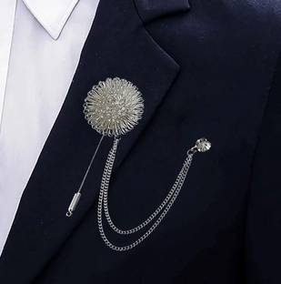 SYGA Tassel Brooch Pin with Crystal Chain(flower ball silver) Brooch
