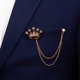 To The Nines Crown Design with Golden Chain Brooch Brooch