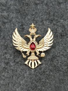 YELLOW CHIMES Double Headed Eagle with Wings Stone Design Gold Plated Badge Brooch Lapel Pin for Men Brooch