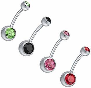 Tattoo gizmo Stainless Steel Crystal Belly Button Navel Ring for Women and Girls Brooch