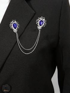 SYGA Tassel Brooch Pin with Crystal Chain(Blue Diamond) Brooch