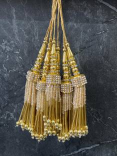 Dornick Golden Beaded Latkan Tassel Set for Dupatta, Lehenga, Blouse & Craft Decoration Brooch