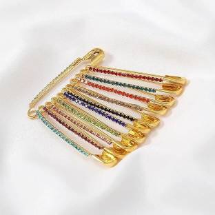 KDGTREADS Multicolor Bulk Heavy Large Safety pins pack of 12 Brooch