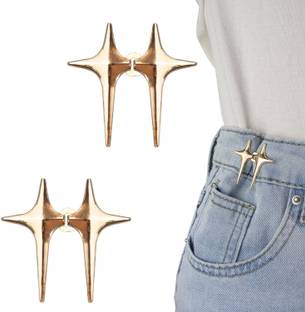 RIDHHANAL Adjustable star gold Waist Buckle for Pants, Instant Jeans Button Pins Pack Of 2 Brooch