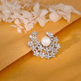 GIVA Silver Crescent Brooch Brooch