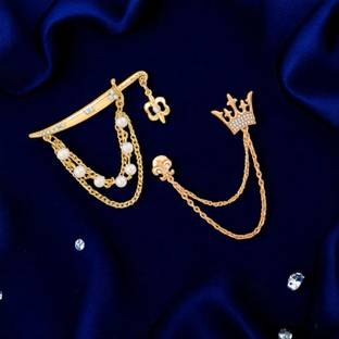 mahi Crown and Sword Shaped Layered Chain Brooch Brooch
