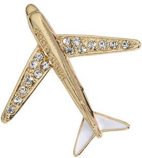 SYGA Men's Suit Aircraft Design Brooch Pin, Gold Tone with Crystal Accents Brooch
