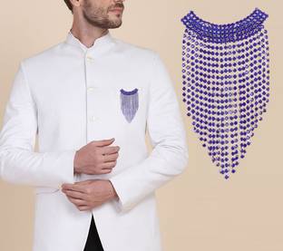 THANU'S CRAFT Crystal Stone Coat Blazer Lapel Pin Sherwani Kurta Blue Brooches for Men Brooch