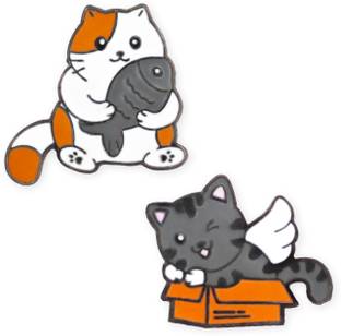 FURE Whimsical Cat Enamel Pins - Set of 2 Brooch
