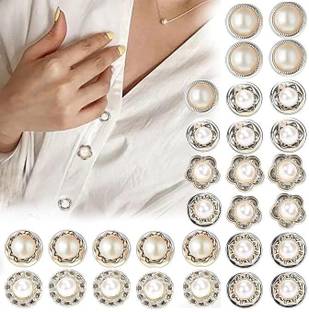 BEYKURY 30pcs Pearl Button Brooch Pins Set - Elegant Cover-Up Cardigans,Sarees, Dresses Brooch