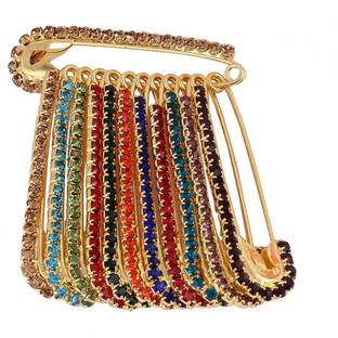 THANU'S CRAFT Safety Pin set Multicolor Safety Saree Pin Fancy Design Sari sadi pin for Ladies Brooch