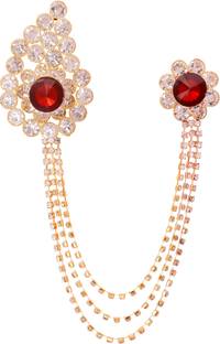 Cartooze White Crystal Studded Chain Brooch For Men and Women Brooch