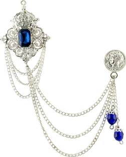 groomiverse Silver Crown Brooch Navy Blue for men and women Brooch