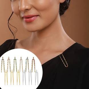 THANU'S CRAFT Sareepins set fancy Saree pin Set Brooch Safety Sadi Sari Pins Hijab U Metal Pin Brooch