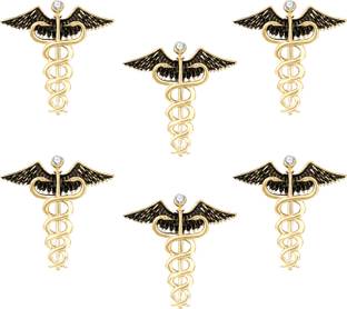 mahi Combo of Caduceus Doctor's Brooch / Lapel Pin Brooch