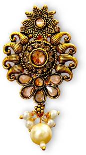 ACCESSHER Elegant Gold-Tone Brooch with Studded White Stone and Pearl Latkan for Women Brooch