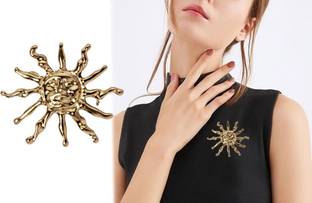 David Klein Sun Burst Unisex Brooch Pin Gold Tone Fashion Gold Lapel Pin Brooch