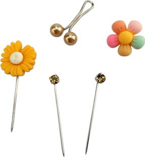 Bamboohouse cute yellow flower hijab pin set of 5pcs with 1 loop pin & 1 brooch Brooch