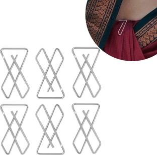 THANU'S CRAFT Clip on Silver brooch Pin for hijab latest design Safety Pin Saree Accessories Brooch